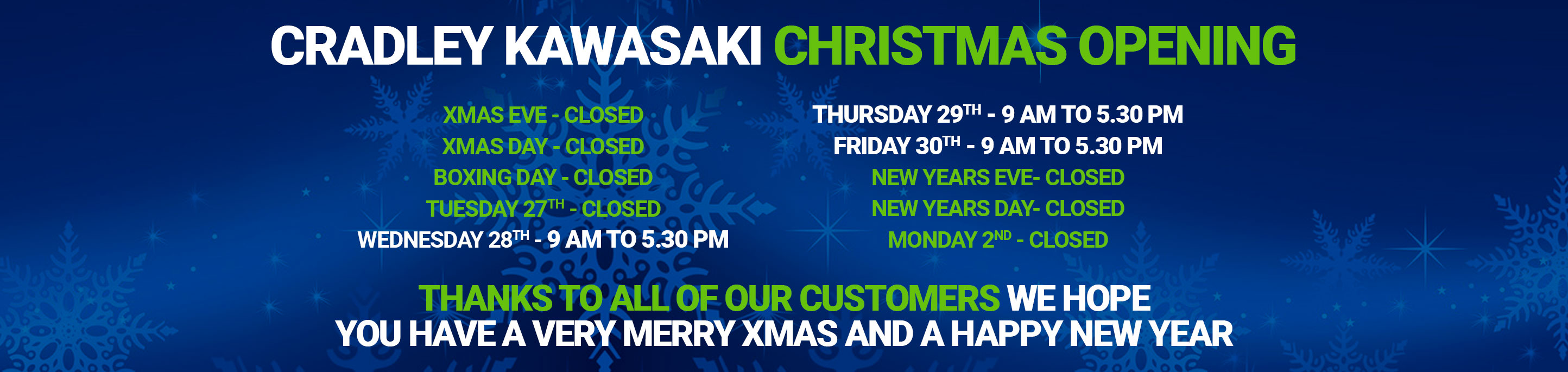 XMas Opening Hours Graphic